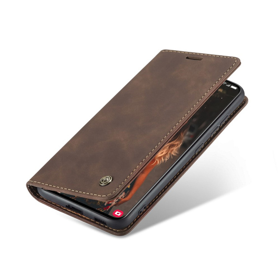 CASEME tok Samsung Galaxy S21 FE, Leather Wallet Case, kávé