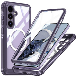 Tok Samsung Galaxy S25 FE-hoz, Shockproof, üveggel, MagSafe-hoz, lila