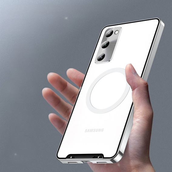 Kameravédő tok Samsung Galaxy S20 FE, CamShield MagSafe, átlátszó / ezüst