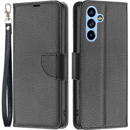 Pattintható tok a Samsung Galaxy A54 5G, Wallet Litchi Magnet, fekete