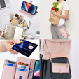Pattintható tok a iPhone 14, Wallet Zipper Pocket, rózsaszín