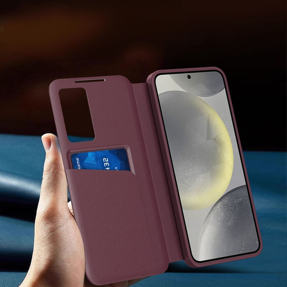 Flip tok Samsung Galaxy S25, Smart View Wallet, bordó