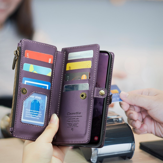 Tok CASEME Samsung Galaxy A56 5G, RFID Leather Wallet, vállpánttal, lila