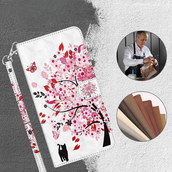 Pattintható tok a Samsung Galaxy A14 4G/5G, Wallet, tree, fehér