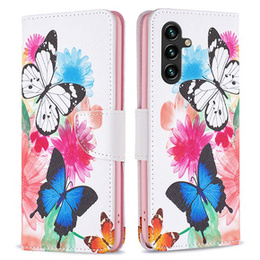 Pattintható tok a Samsung Galaxy A35 5G, Wallet, Butterflies fehér