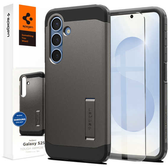Spigen Tough Armor Mag Gunmetal tok Samsung Galaxy S25-hez