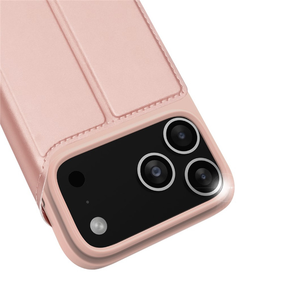 Dux Ducis tok iPhone 17 Pro Max készülékhez, Skin Pro, pánttal, kártyafoglalattal, rózsaszínű