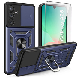 Páncélozott tok Samsung Galaxy A26, CamShield Slide, kék + edzett üveg 9H