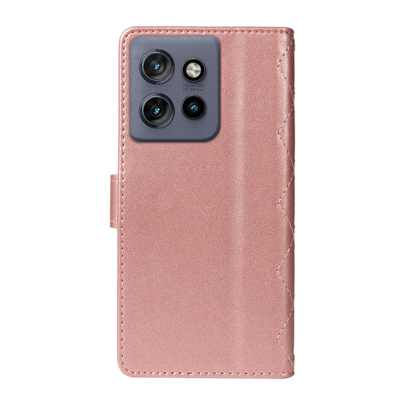 Flap tok Motorola Edge 50 Neo / Motorola ThinkPhone 25, Rhombus Crossbody Leather, rózsaszín rose gold