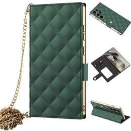 Flip tok Samsung Galaxy S24 Ultra készülékhez, GKK Mirror Wallet, zöld