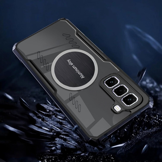 Tok Infinix Hot 50 Pro+ 4G, mágneses lemezzel, átlátszó / fekete