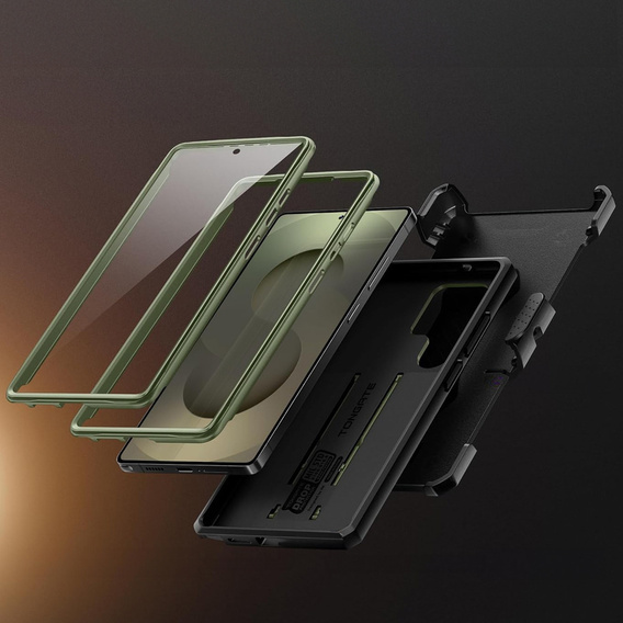 Robusztus tok Samsung Galaxy S25 Ultra készülékhez – Tongate MECH sorozatú klip, fekete