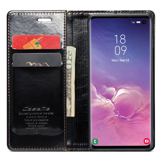 CASEME flip tok Samsung Galaxy S10+ Plus, Waxy Textured, fekete