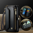Tok CASEME iPhone16e, RFID Leather Wallet, vállpánttal, fekete