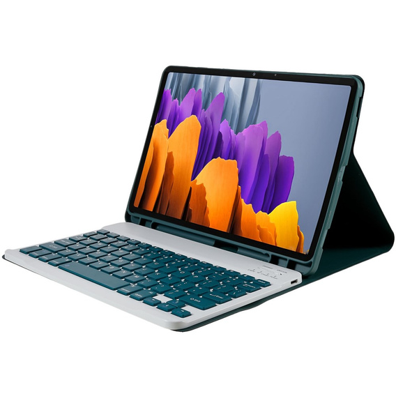 Tok + billentyűzet Samsung Galaxy Tab S7 T870/T875 / S8, Pen Slot, zöld