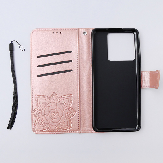 Pattintható tok a Xiaomi 13T / 13T Pro, Butterfly, rózsaszín rose gold