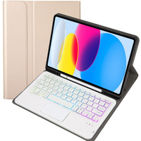 Kivilágított bluetooth touchpad billentyűzettel ellátott tok iPad 10.9" 2022 (10 gen.), arany