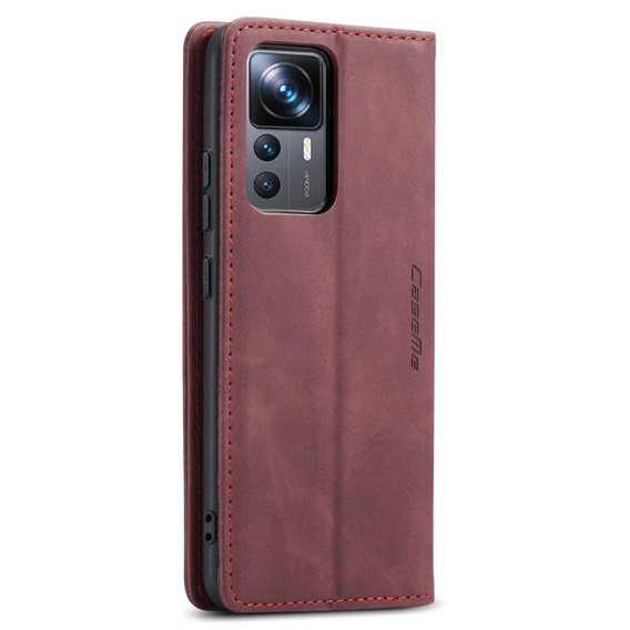CASEME tok Xiaomi 12T / 12T Pro, Leather Wallet Case, piros