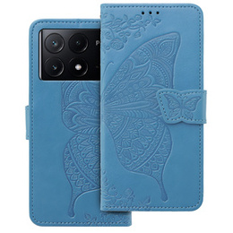 Pattintható tok a Xiaomi Poco F6 Pro, Butterfly, kék