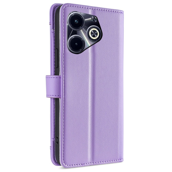 Pattintható tok a Infinix Hot 40i, Wallet Zipper Pocket, lila