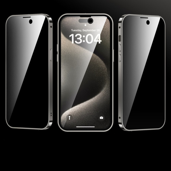 Tok iPhone 15 Pro Max készülékhez, Privacy Dual Glass, MagSafe-hoz, ezüst