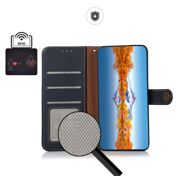 KHAZNEH RFID tok Xiaomi Redmi Note 13 Pro 5G, Litchi textúra, kék