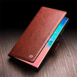 Flip tok Samsung Galaxy S25 Ultra, QIALINO Leather Wallet, sötétbarna