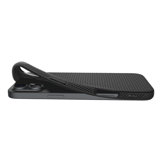 A Spigen tok iPhone 16, Liquid Air, fekete + 9H edzett üveghez