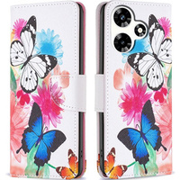 Pattintható tok a Infinix Hot 30, Wallet, two butterflies, fehér