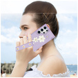 Tok Samsung Galaxy S24 Ultra, Leather Flower Card Slot, lila