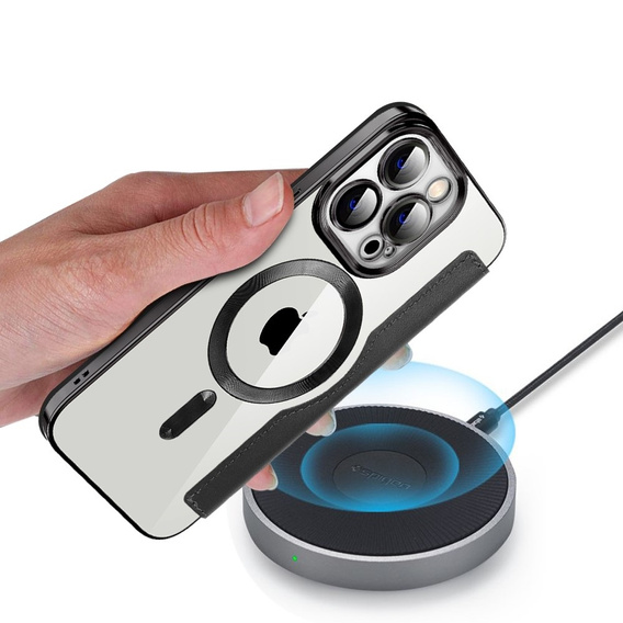 Pattintható tok a iPhone 14 Pro, RFID Wallet MagSafe CamShield, fekete