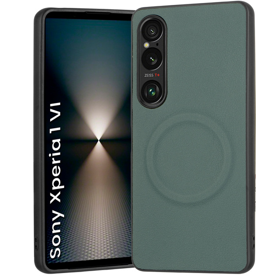 Telefontok a Sony Xperia 1 VI, Leather Hybrid MagSafe, zöld
