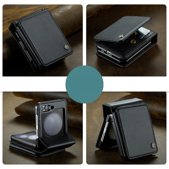 CASEME flip tok Samsung Galaxy Z Flip5 5G, Litchi Wallet, fekete