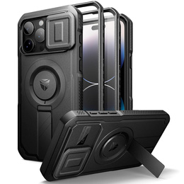 Páncélozott tok iPhone 14 Pro Max készülékhez, Dexnor CamProtect MagSafe, fekete (Két keret)