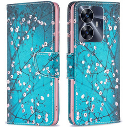 Pattintható tok a Realme C55, Wallet, Sakura, kék