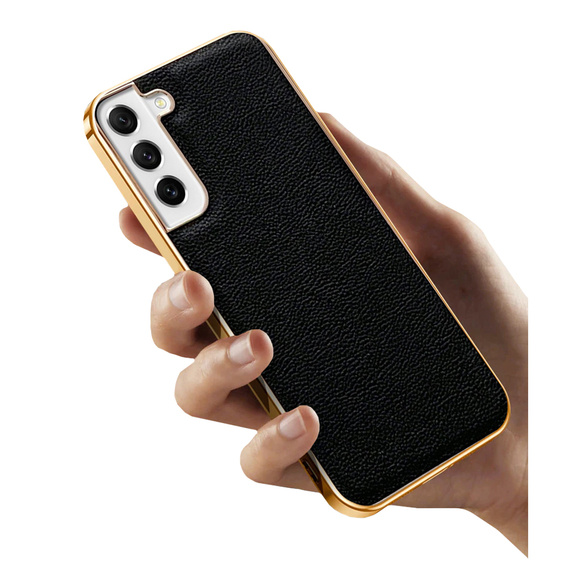 Telefontok a Samsung Galaxy S22+ Plus, Cowhide Leather, fekete