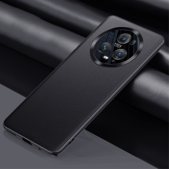 Bőr tok Honor Magic 5 Pro, leather hybrid, fekete