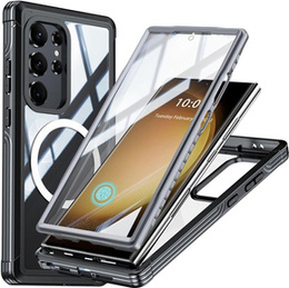 Tok Samsung Galaxy S24 Ultra készülékhez, Shockproof, fóliával, MagSafe-hoz, fekete