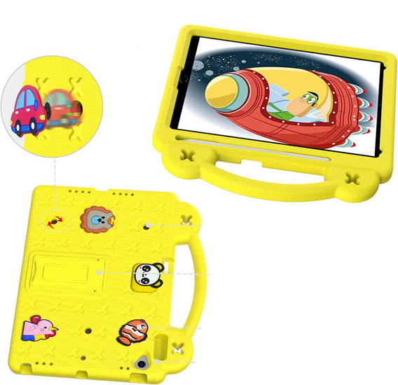 Gyermek tok iPad 10.2" 2021/2020/2019 (9/8/7 gen.) / Air 10.5" 2019 (3 gen.), Cute Patterns, állvánnyal, sárga