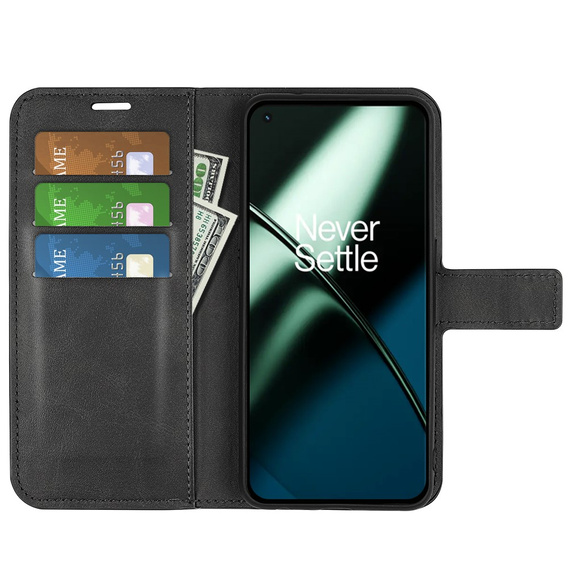Pattintható tok a OnePlus 11 5G, Wallet Case, fekete