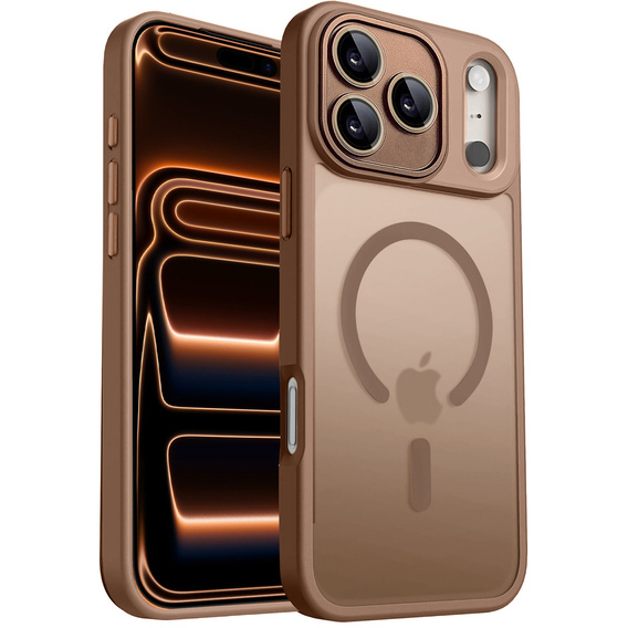 Tok iPhone 16 Pro-hoz, MagSafe, ERBORD Matt Case, desert titanium + képernyőüveg