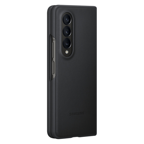 Eredeti Samsung tok Galaxy Z Fold 4 készülékhez, Leather Flip Cover, fekete