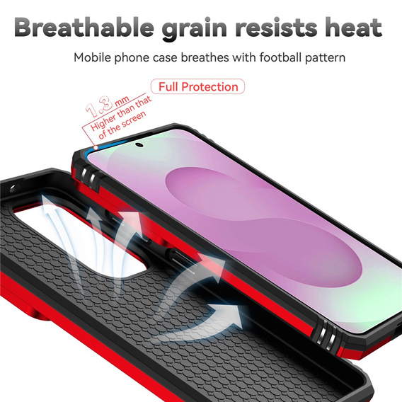 Páncélozott tok állvánnyal és objektívvédővel Samsung Galaxy S26-hoz, piros