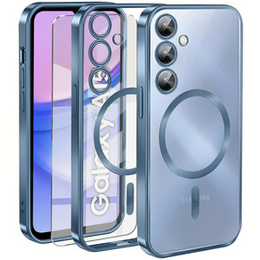 Tok Samsung Galaxy A15 4G/5G-hoz, Electro MagSafe, kék + üveg a képernyőhöz