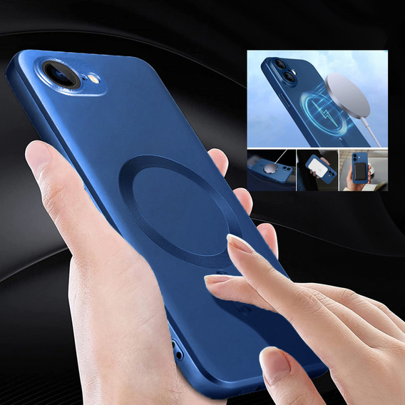 Tok iPhone 16E, ColorMag, MagSafe-hoz, sötétkék + 9H edzett üveg