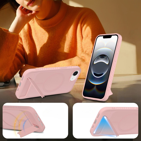 Tok iPhone 16E, Kickstand Matt Case, MagSafe, rózsaszín