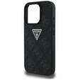 Guess Grained Hot Stamp 4G háromszög alakú fém tok iPhone 16 Pro Max készülékhez