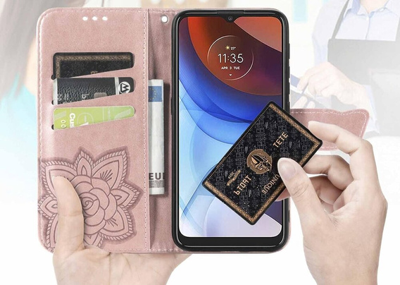 Pattintható tok a Motorola Edge 50 Fusion 5G, Butterfly, rózsaszín rose gold