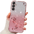 Tok Samsung Galaxy A35 5G, Glitter Flower, rózsaszín rose gold