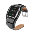 Bőrszíj Apple Watch 1/2/3/4/4/5/6/7/8/SE/Ultra 42/44/45/49mm, fekete